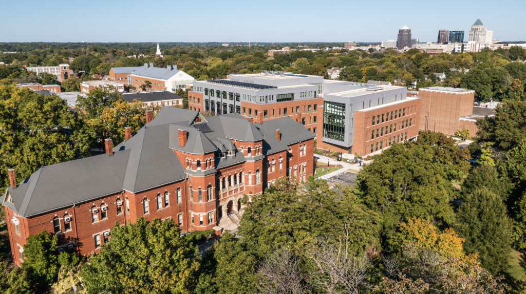 UNCG campus aerial photography of Curry